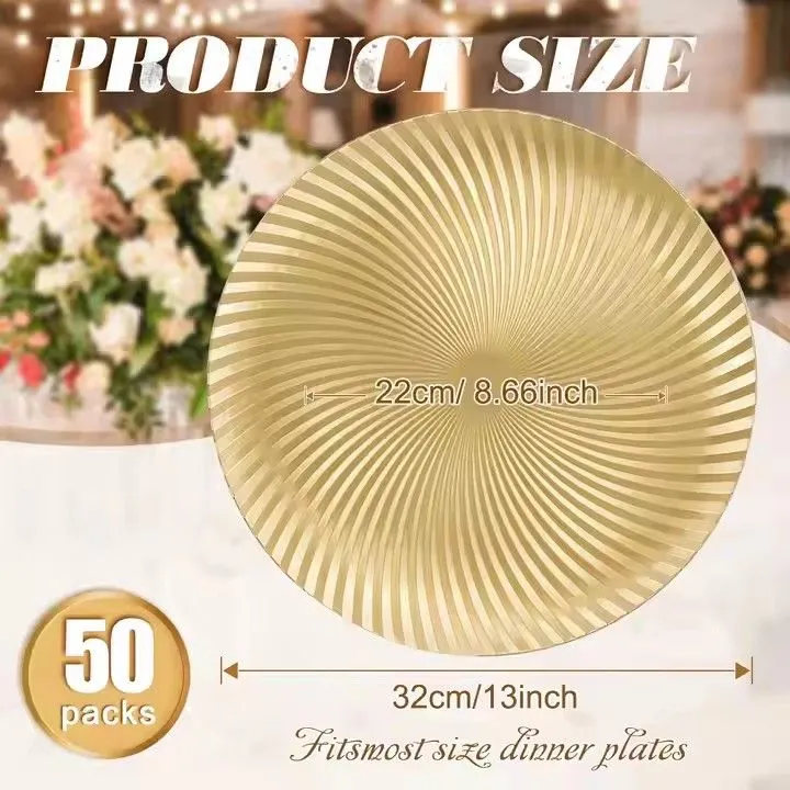 Wholesale Elegant 13 Inch Gold Reef Charger Plates Sustainable Round Design Style European Wedding Decoration for Parties