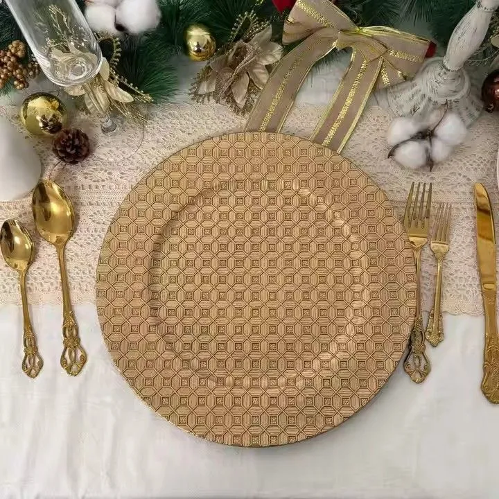 13 Inch High-quality Circular Rose Gold Charger Plates Wedding pink Charger Plates