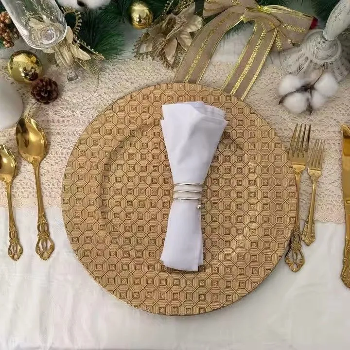 13 Inch High-quality Circular Rose Gold Charger Plates Wedding pink Charger Plates