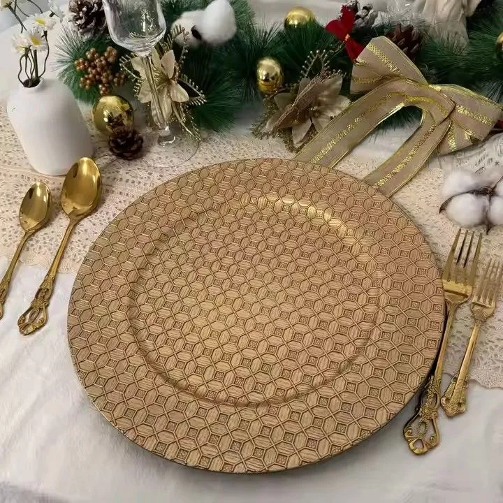 13 Inch High-quality Circular Rose Gold Charger Plates Wedding pink Charger Plates