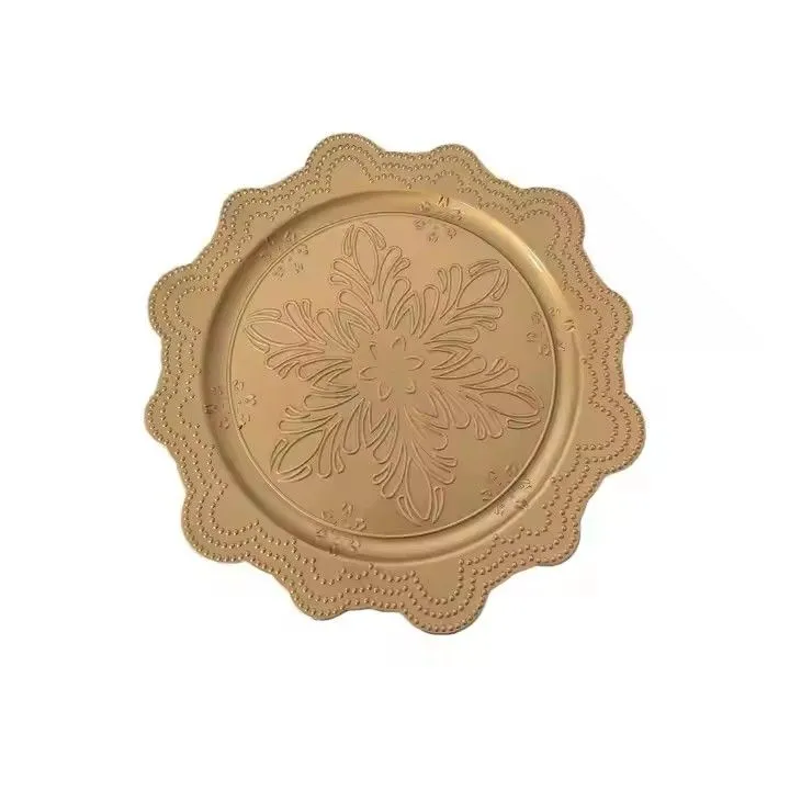 Luxury Custom Wholesale Plastic 13 Inch Plastic Silver Gold Charger Plates for Dining Wedding Dinner Plates