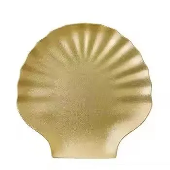 New Style Luxury Wedding Event Party Dining Room Plastic Plate Gold Shell Shape Charger Plate