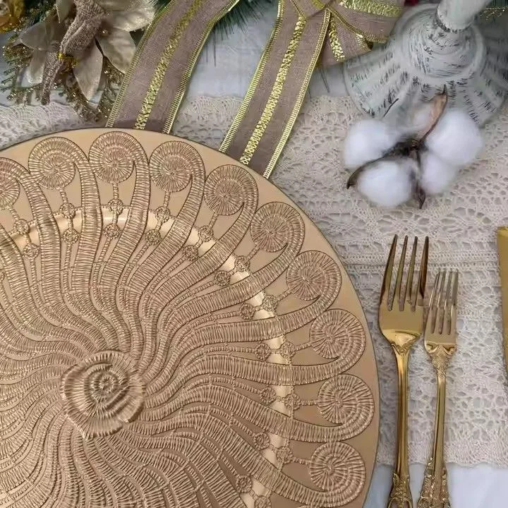 Hot Selling New Models 13 Inches Gold Charger Plates Set Decoration for Wedding and Engagement