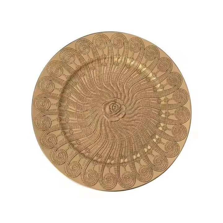 Hot Selling New Models 13 Inches Gold Charger Plates Set Decoration for Wedding and Engagement