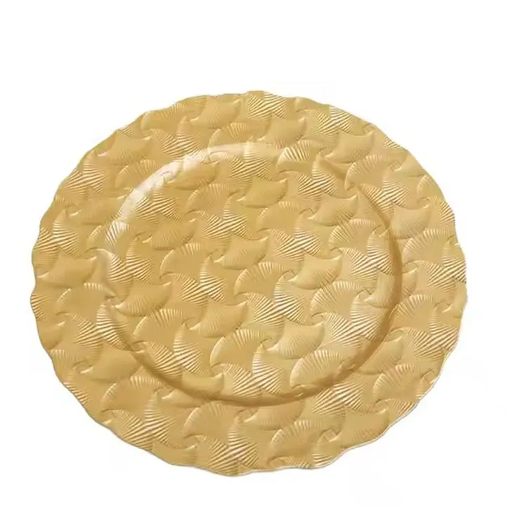 Eco-Friendly Gold Wedding Table Decoration Modern Round Plastic Charger Plates for Food Wholesale