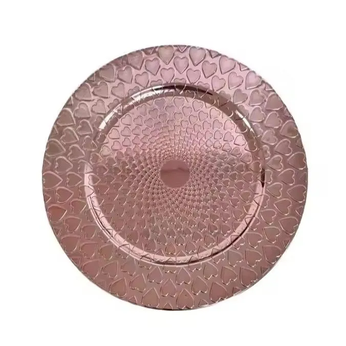 13inches Round Plastic Under Plate Gold Wedding Decorative Charger Plates for Table Setting