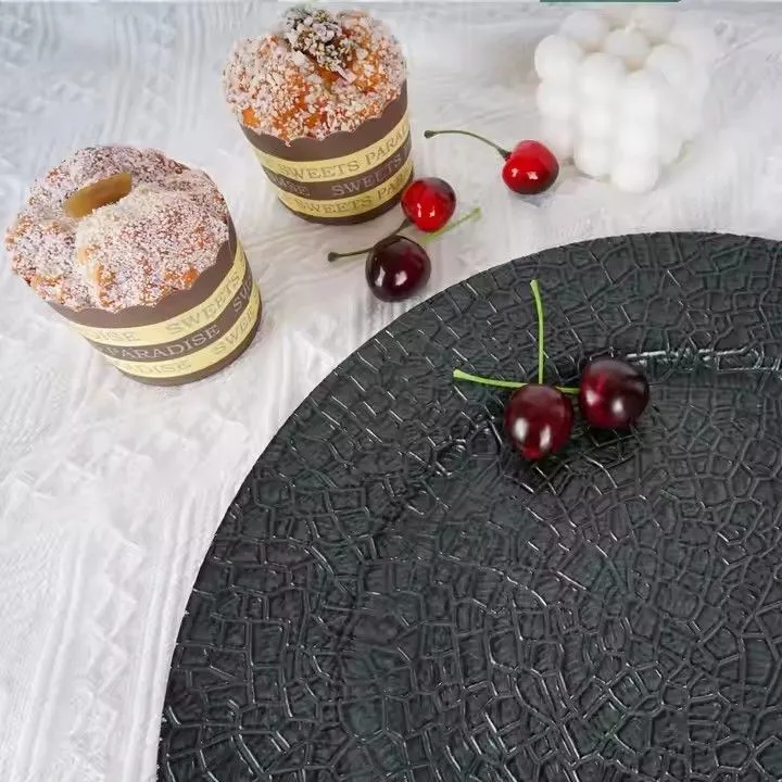 Wholesale Dark Green Alligator Skin Texture Pattern Plastic Charger Plate Home and Kitchen&Cookware Sets for Wedding