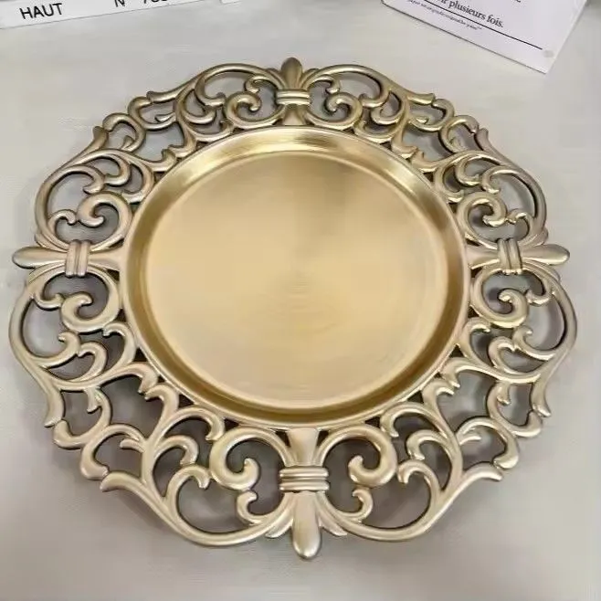 Factory Wholesale Brown Plastic Charger Plates for Wedding Cheap Price