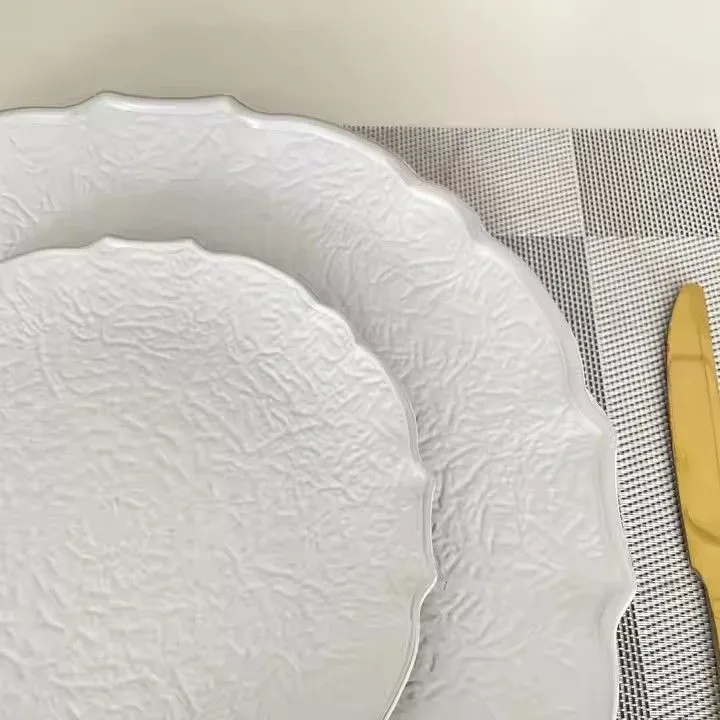 Gold Rim Pearl White Color Underplate Wedding Bulk Plastic Charger Plates Charger Plates With Gold Rim