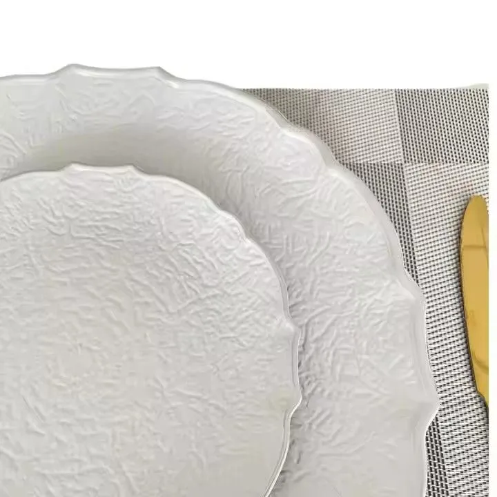 Gold Rim Pearl White Color Underplate Wedding Bulk Plastic Charger Plates Charger Plates With Gold Rim