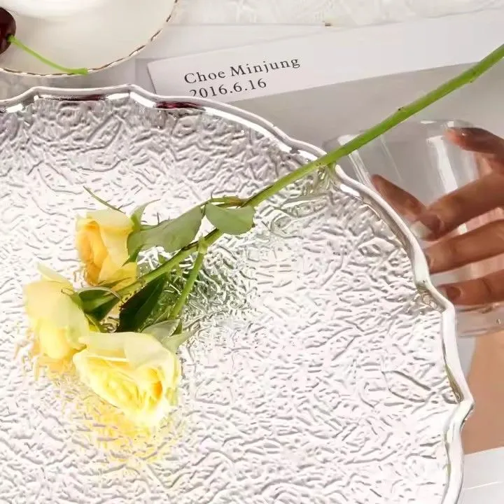 European Silver Plated Fruit Tray Round Plastic Charger Plates Wedding Decoration Plate Charger