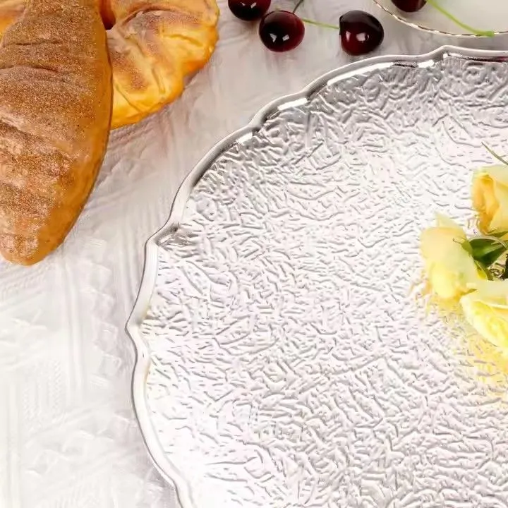 European Silver Plated Fruit Tray Round Plastic Charger Plates Wedding Decoration Plate Charger