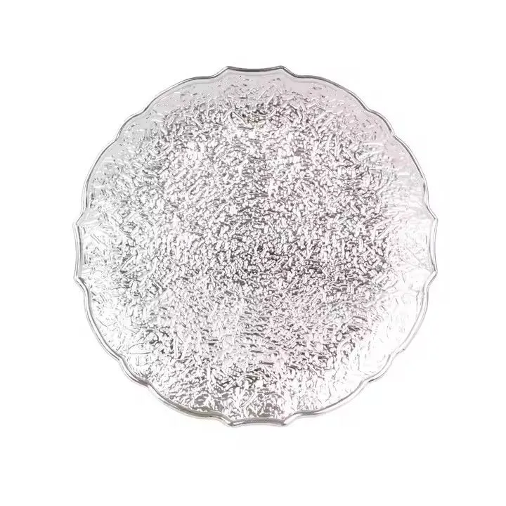 European Silver Plated Fruit Tray Round Plastic Charger Plates Wedding Decoration Plate Charger
