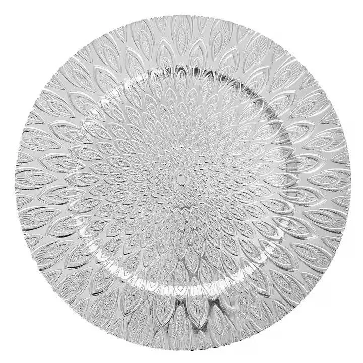 13Inch Classical Gold Wedding Plastic Charger Plates Party Charger Plate Flower Plastic Chargers Plates