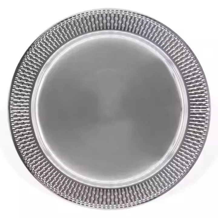 Wholesale Hot Round New Wedding Silver Plastic Charger Plates Luxury Plate Multicolor Charger Plates