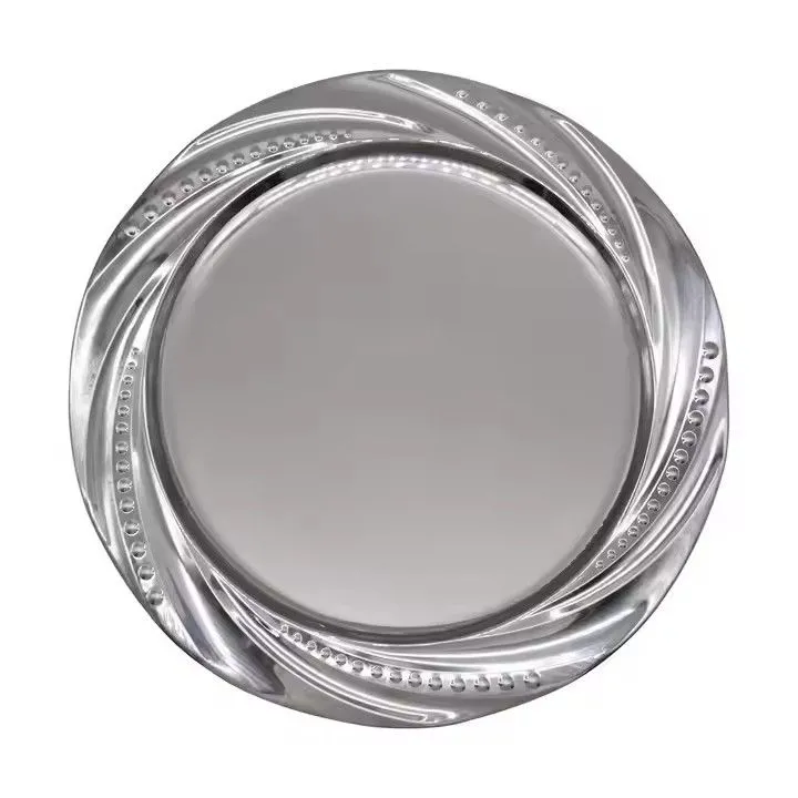 Elegant Round Plastic Antique Wide Silver Rim Wedding Dinner Charger Plates
