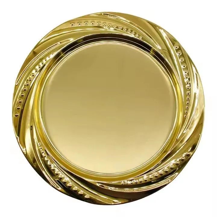 Elegant Round Plastic Antique Wide Silver Rim Wedding Dinner Charger Plates