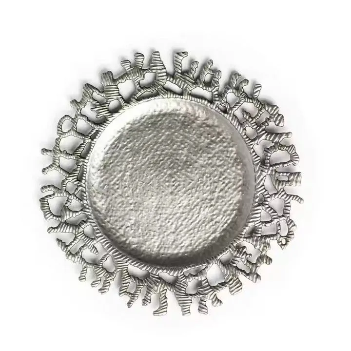 Factory Wholesale Round Sunflower Silver Gold Decorative Christmas Plate Chargers for Decoration