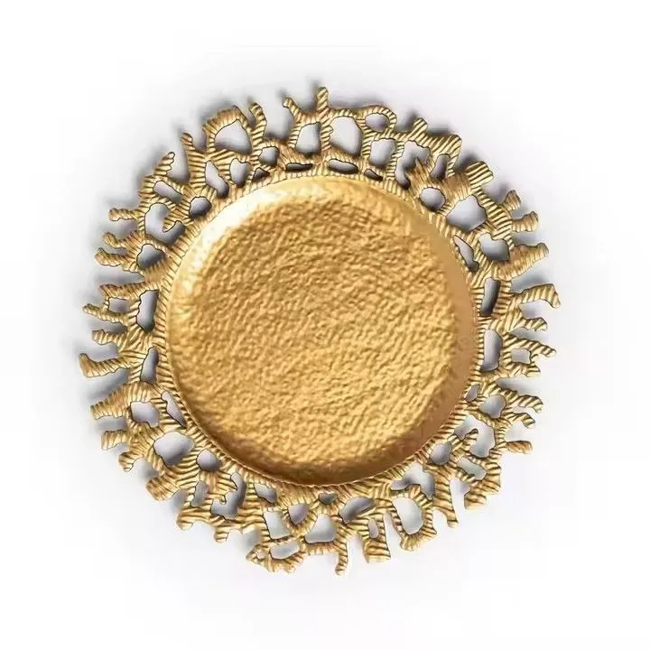 Factory Wholesale Round Sunflower Silver Gold Decorative Christmas Plate Chargers for Decoration