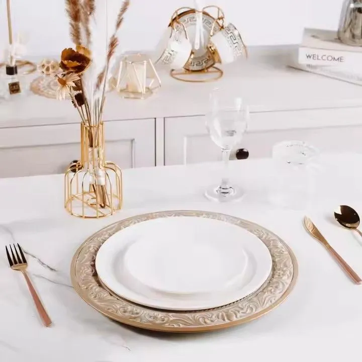 Round Plate Chargers Wedding Ripple Charger Plate Plastic 13 Inch Hot Sale Factory Price