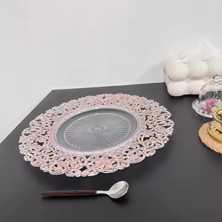 Advanced Vintage Round Wedding Party Decoration Gold Rim Charger Plates Uzbek Turkish Wedding Plates