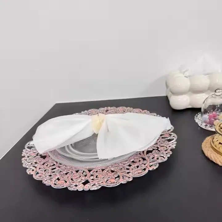 Advanced Vintage Round Wedding Party Decoration Gold Rim Charger Plates Uzbek Turkish Wedding Plates