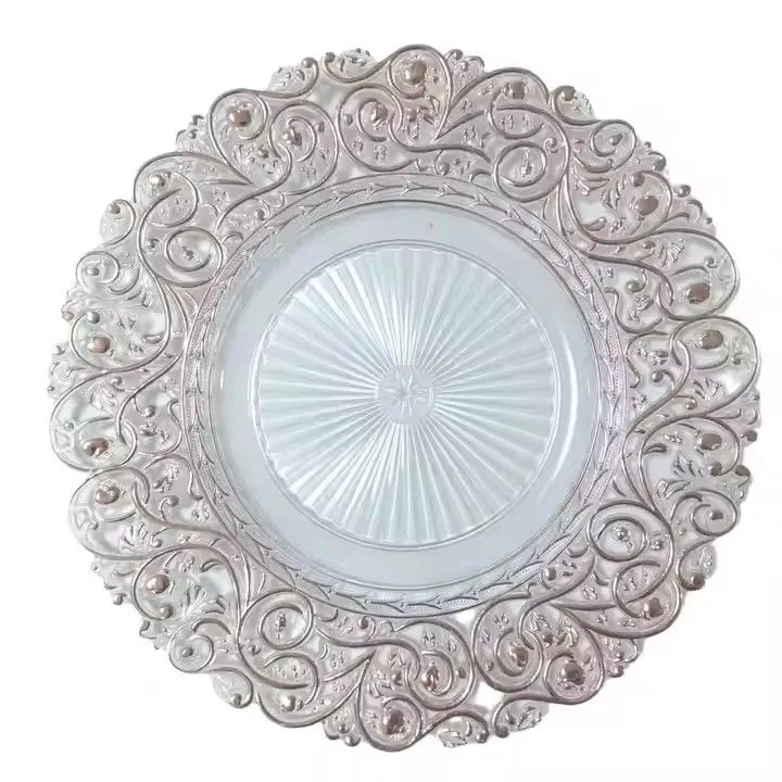 Advanced Vintage Round Wedding Party Decoration Gold Rim Charger Plates Uzbek Turkish Wedding Plates