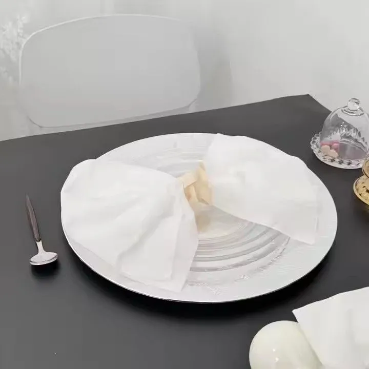 Bulk Christmas Silver Plastic Charger Plate Decoration for Wedding Event Plates & Dishes