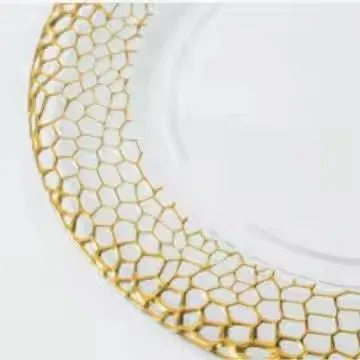 Gold Rim Charger Plates Plastic Wedding Plates 13inch clear Gold Reef Stock Charger Plate Underplate for Wedding