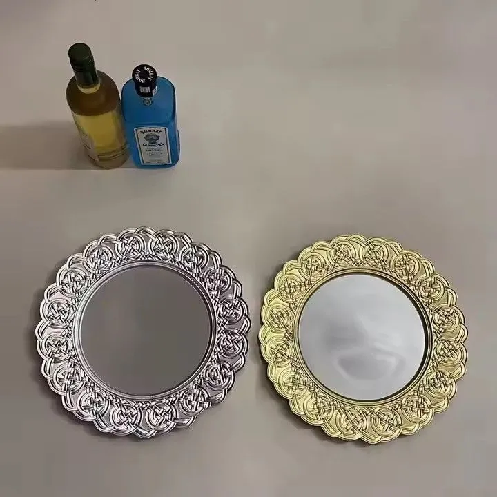 Underplate Gold Rim Plastic Charger Plates for Wedding 13inch clear Gold Stock Charger Plate