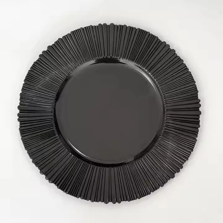 Black Charger Plates Plastic Wedding Plates 13inch Charger Plate Underplate for Wedding