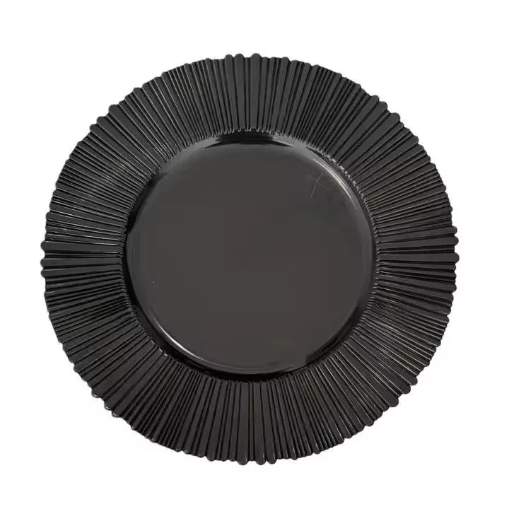 Black Charger Plates Plastic Wedding Plates 13inch Charger Plate Underplate for Wedding