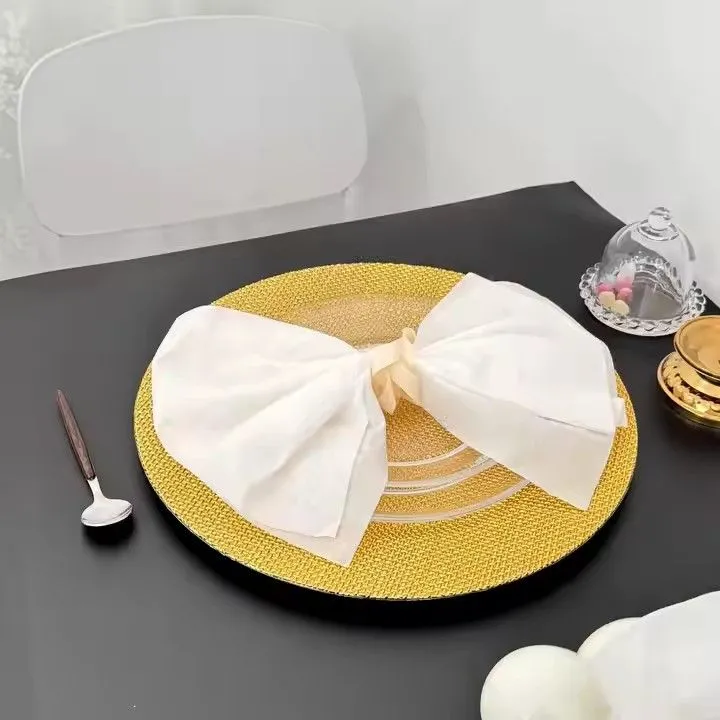 Wholesale Cheap Gold Plastic Under Plate Wedding Underplates Restaurant Charger Plate