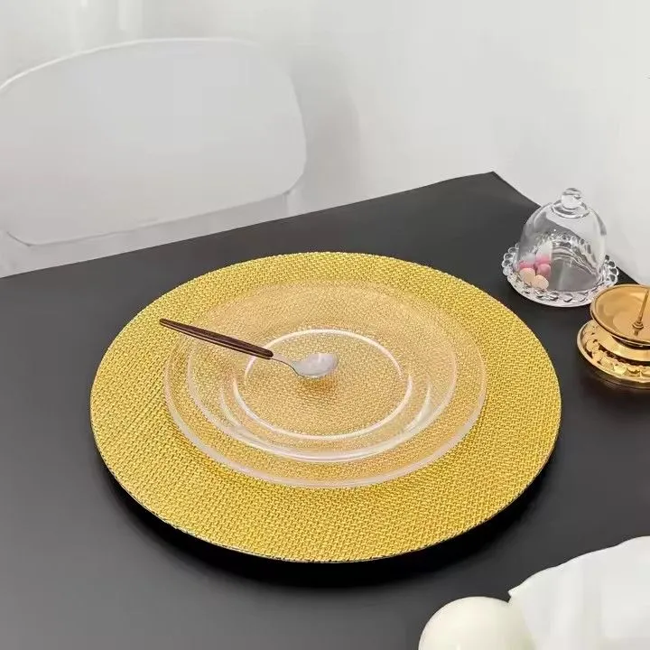 Wholesale Cheap Gold Plastic Under Plate Wedding Underplates Restaurant Charger Plate
