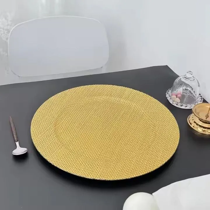 Wholesale Cheap Gold Plastic Under Plate Wedding Underplates Restaurant Charger Plate