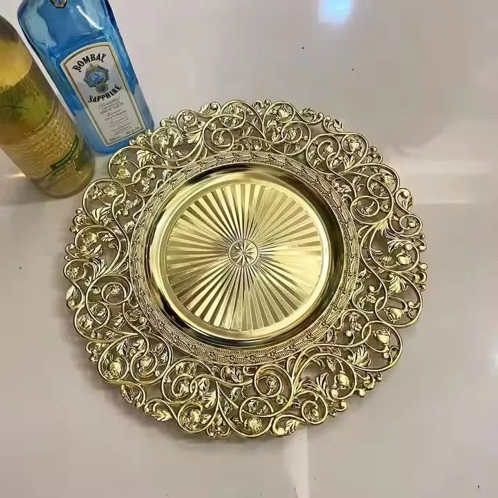 Bulk 13 Inch Round Gold Plastic Plates Party Wedding Charger Plates