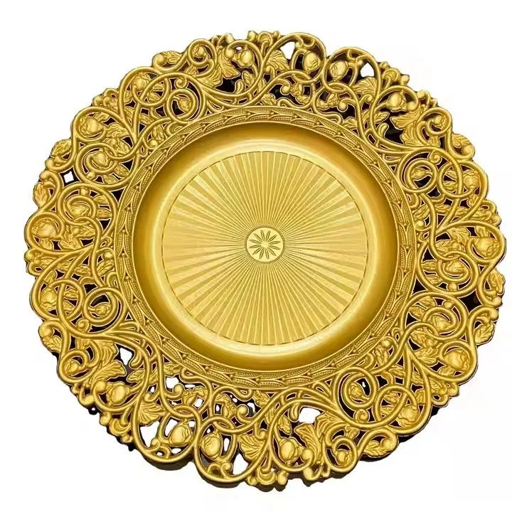 Bulk 13 Inch Round Gold Plastic Plates Party Wedding Charger Plates