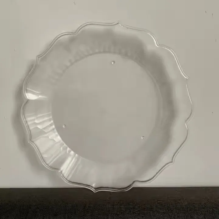 Wholesale Wedding Party Table Decoration Rainbow Blue Rose Gold Rim Plastic Charger Plates