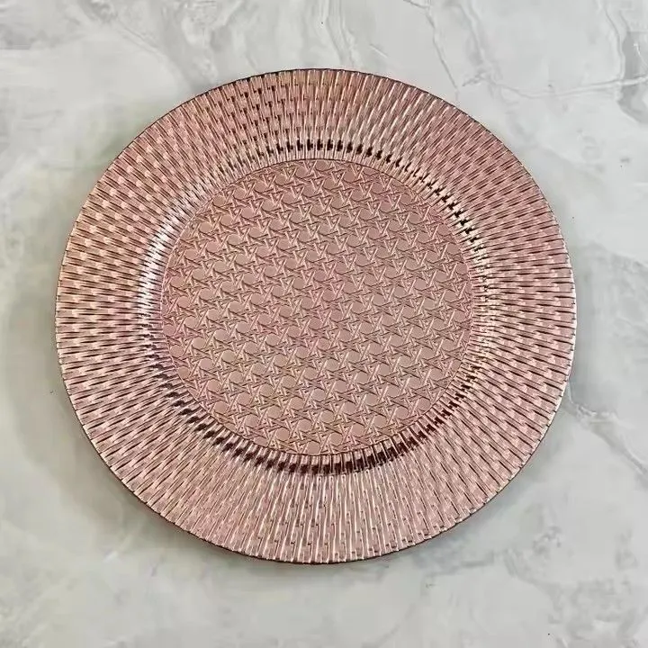 Pigmented Plastic pink Gold 13 Inch Decoration Charger Plate for Wedding