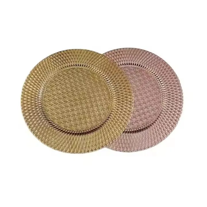 Pigmented Plastic pink Gold 13 Inch Decoration Charger Plate for Wedding