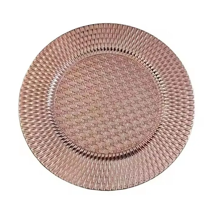 Pigmented Plastic pink Gold 13 Inch Decoration Charger Plate for Wedding