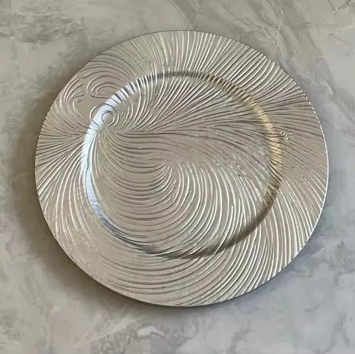 Wholesale Luxury Style Glass Dinnerware Fruit Dinner Plate Round 13 Inch Wedding Plastic Charger Plates