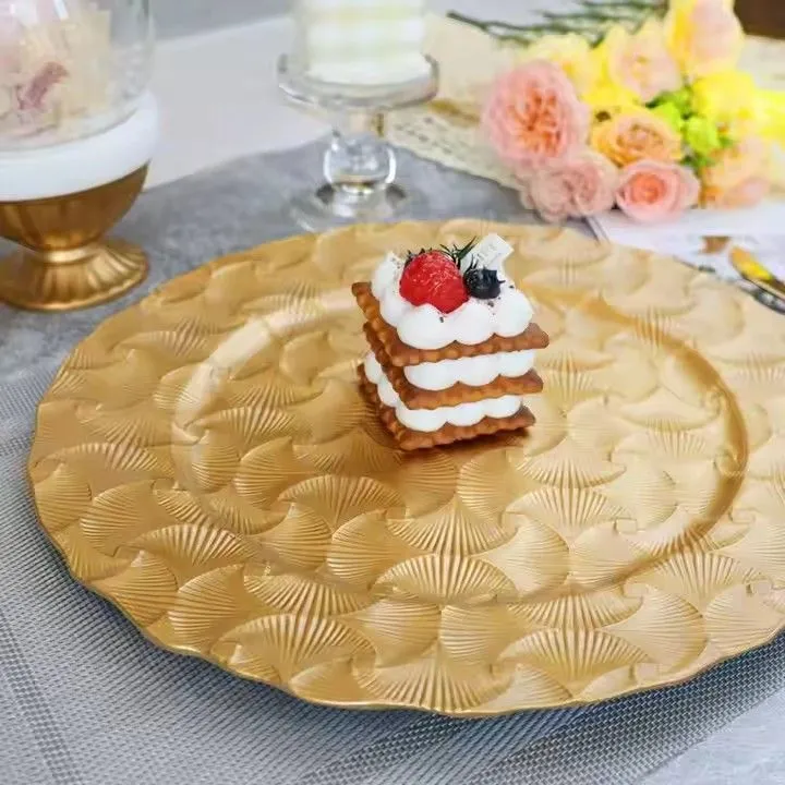 Wholesale New Design Gold Plastic Plates Plate for Party and Wedding