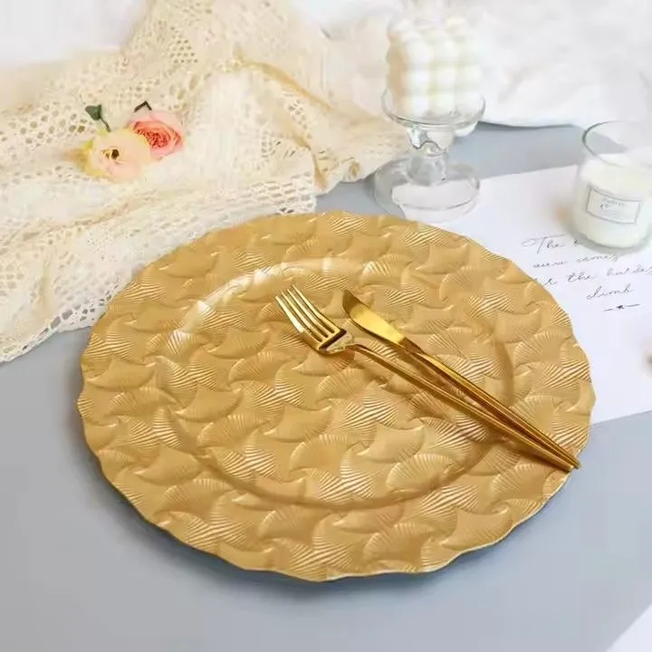 Wholesale New Design Gold Plastic Plates Plate for Party and Wedding