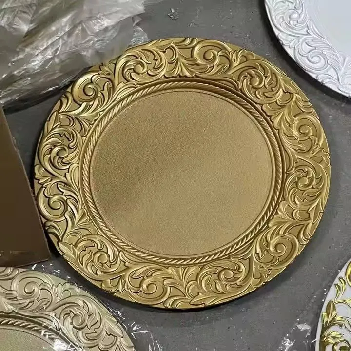 Wholesale Round Gold Plastic Charger Plates Fpr Wedding