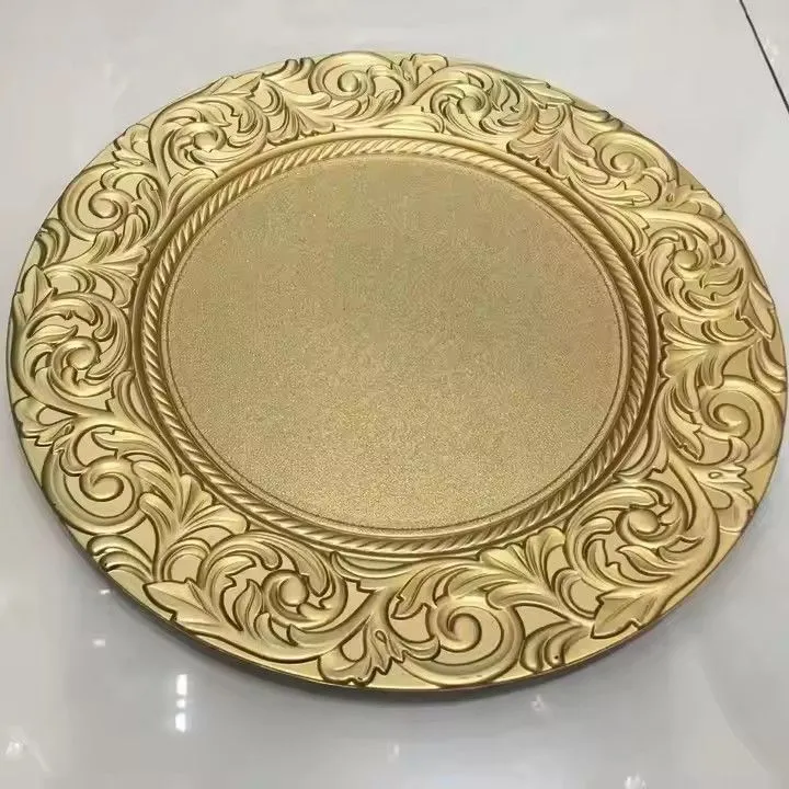 Wholesale Round Gold Plastic Charger Plates Fpr Wedding