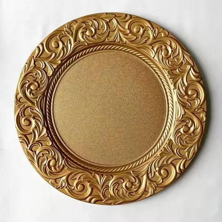 Wholesale Round Gold Plastic Charger Plates Fpr Wedding