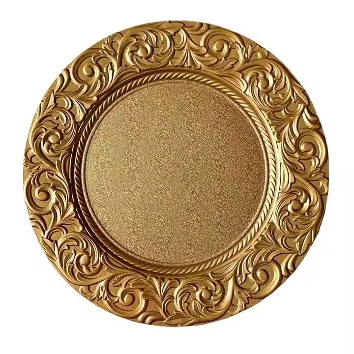 Wholesale Round Gold Plastic Charger Plates Fpr Wedding
