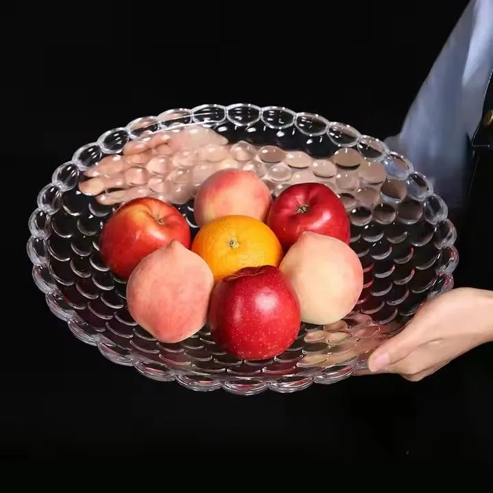 European Style Plate Living Room Household Tea Table Dried Fruit Candy Plate Modern Creative Beaded Crystal Plate PC