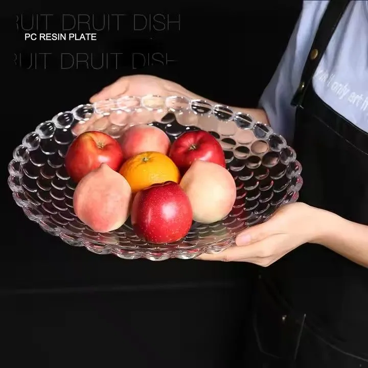 European Style Plate Living Room Household Tea Table Dried Fruit Candy Plate Modern Creative Beaded Crystal Plate PC